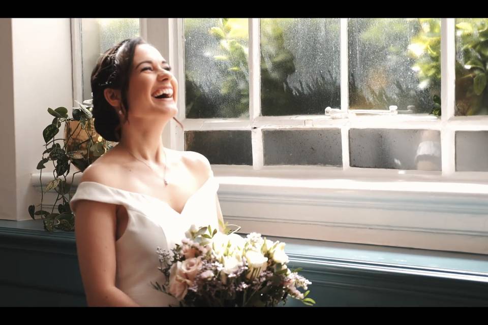 Laughing by the window