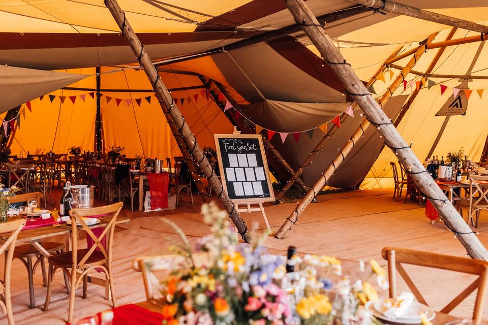 Inside the tipi