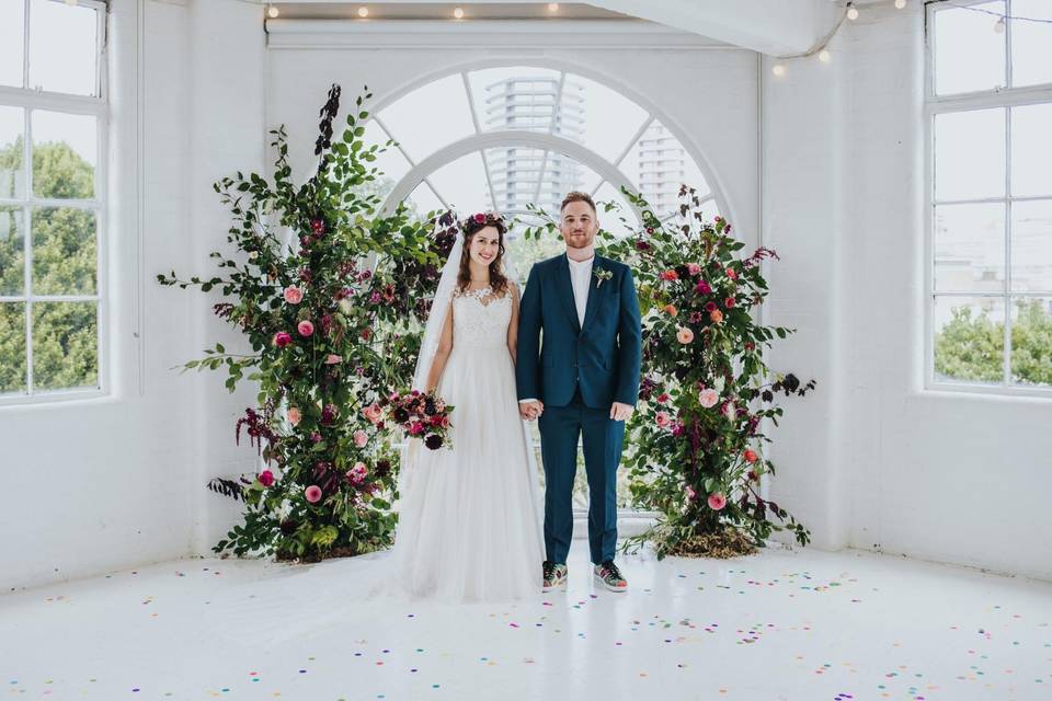 Winter wedding arch