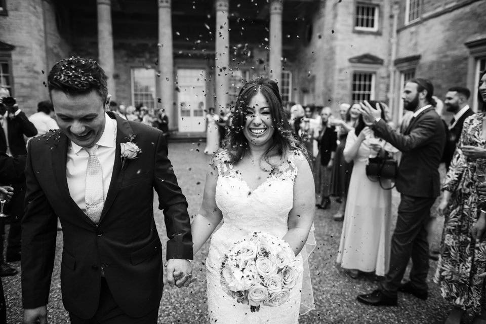 Confetti in the courtyard