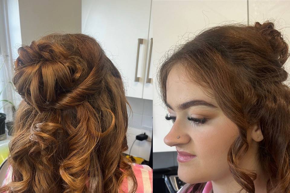 Boho prom hair and soft glam