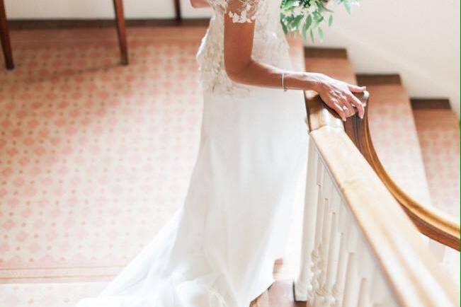 Our stunning Real Bride wearing bespoke Sheila Harding London