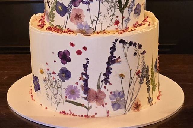 Pressed flower Wedding Cake