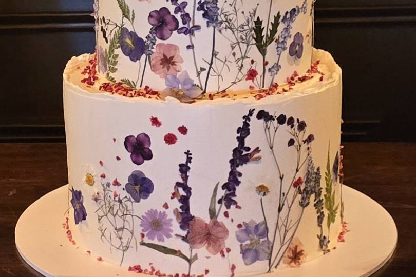 Pressed flower Wedding Cake