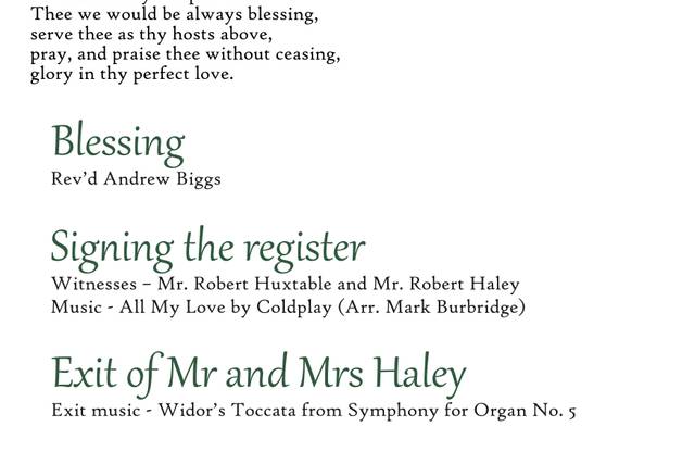 Order of service example