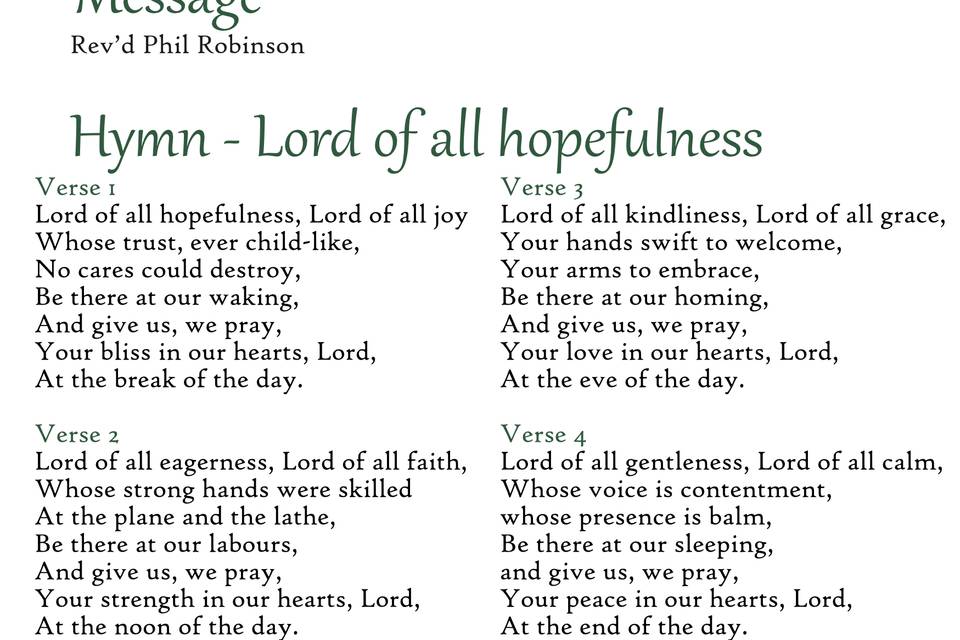 Order of service example