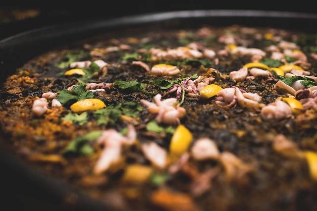 Our wild mushroom, asparagus and hazelnut paella - a vegan feast