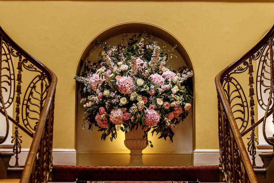 Staircase floral urns