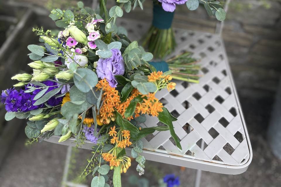 Sunflowers and wild flowers