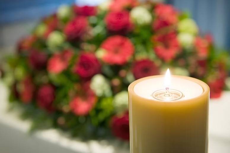 Candle and flowers