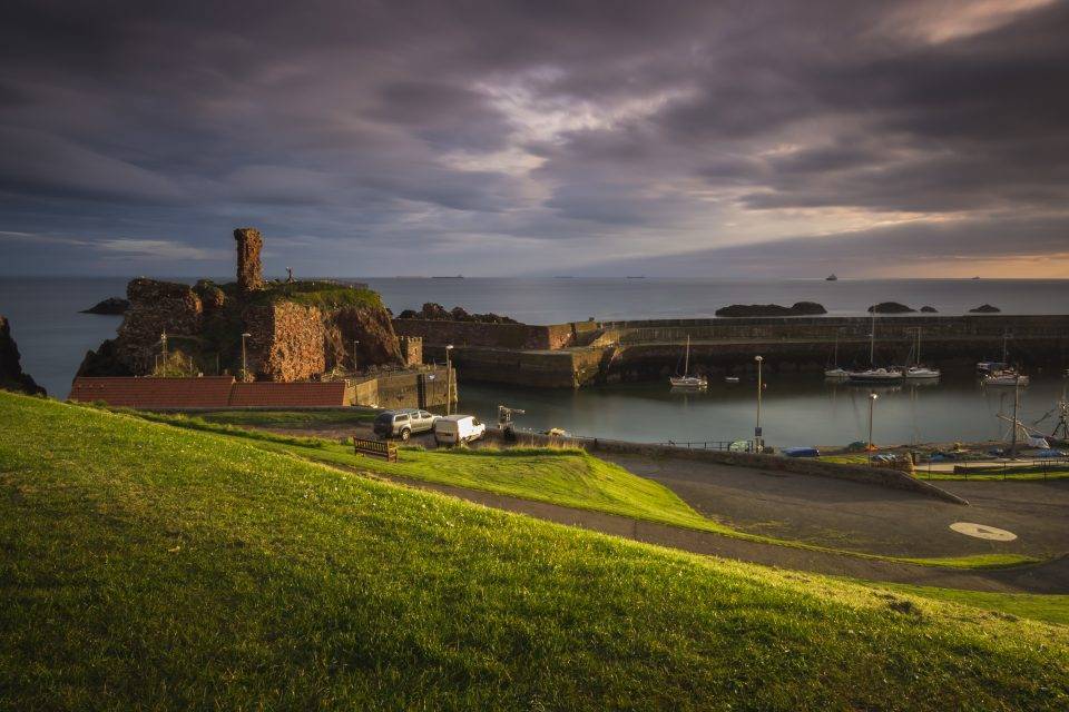 Looking down to Dunbar harbour