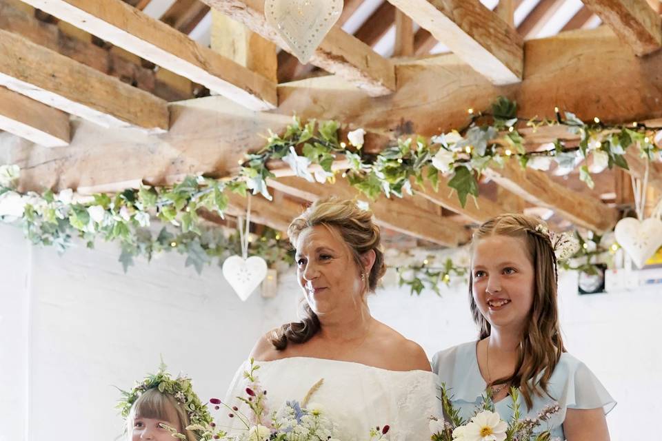 Bride and flower girls