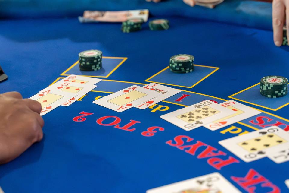 Blackjack cards on display