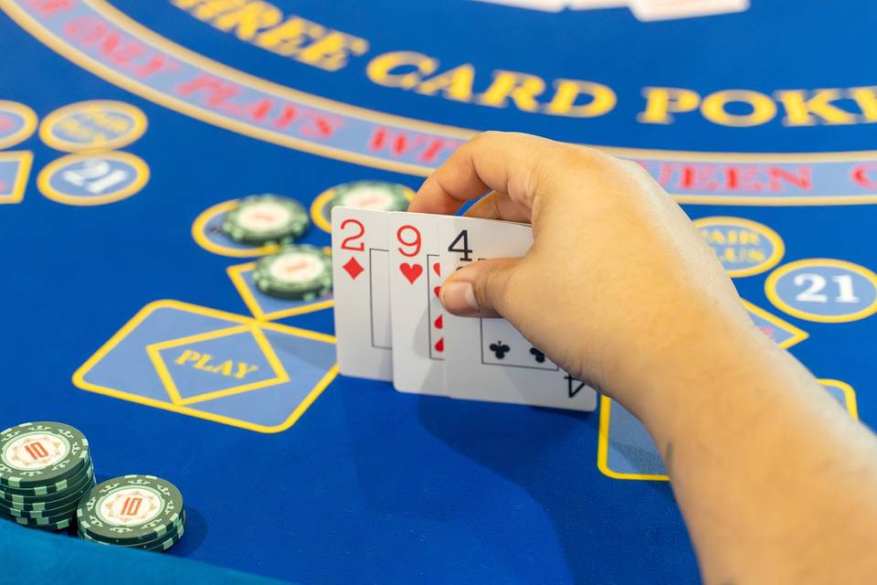 Three card poker hand shown