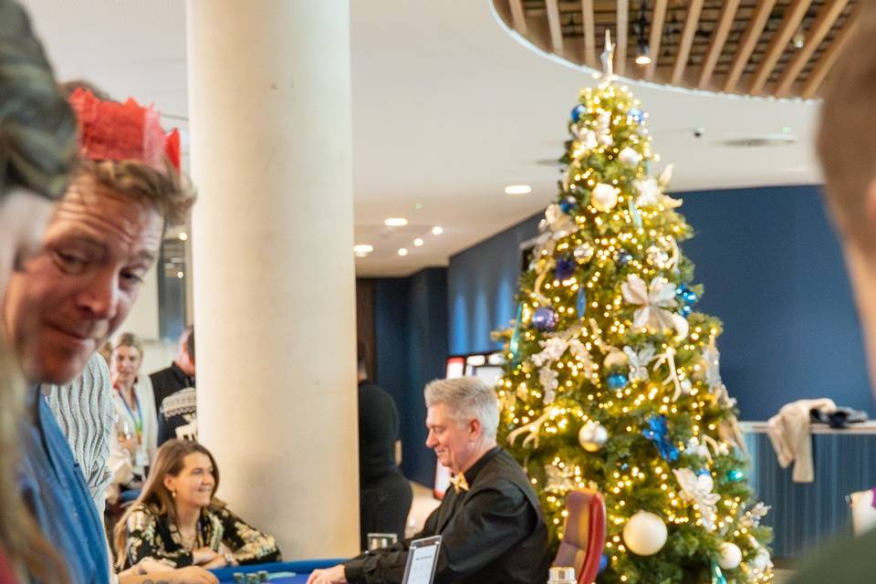 Roulette table by Xmas tree