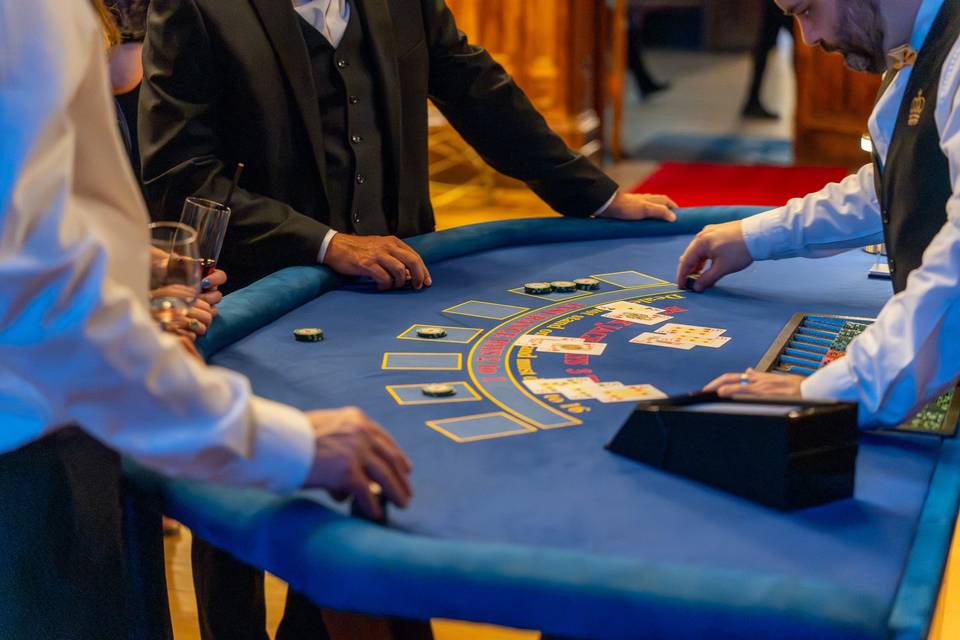 Blackjack cards in motion