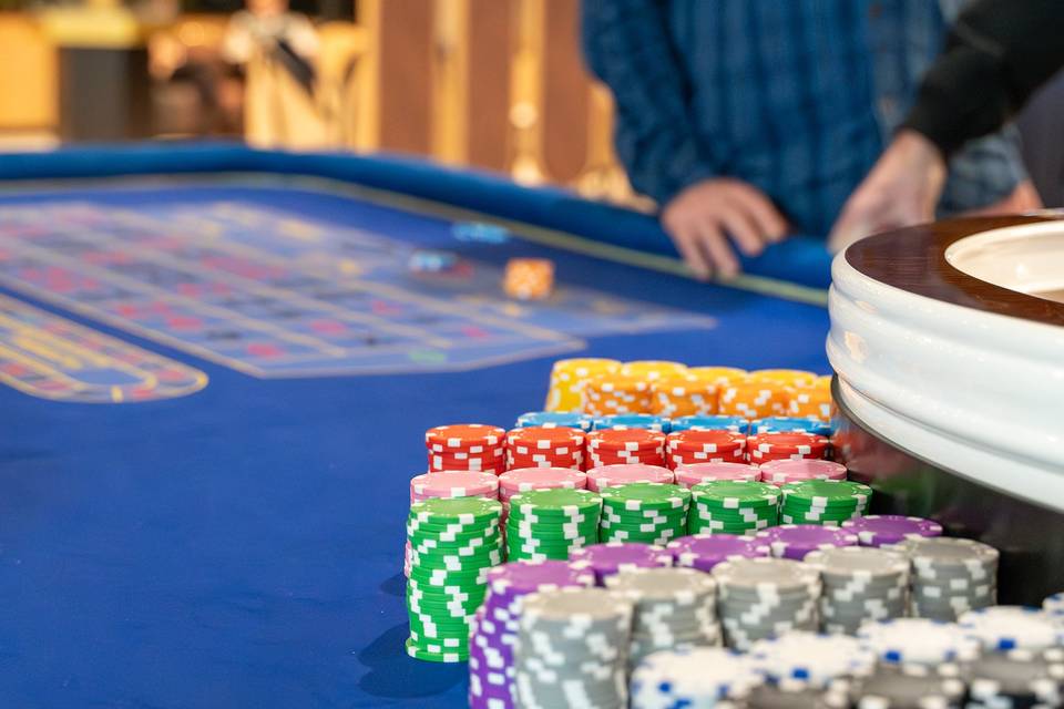 Roulette chips stacked high