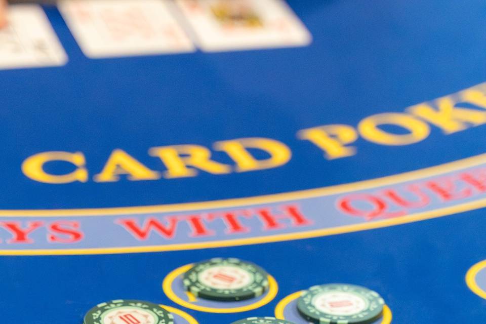 Chips and cards on felt