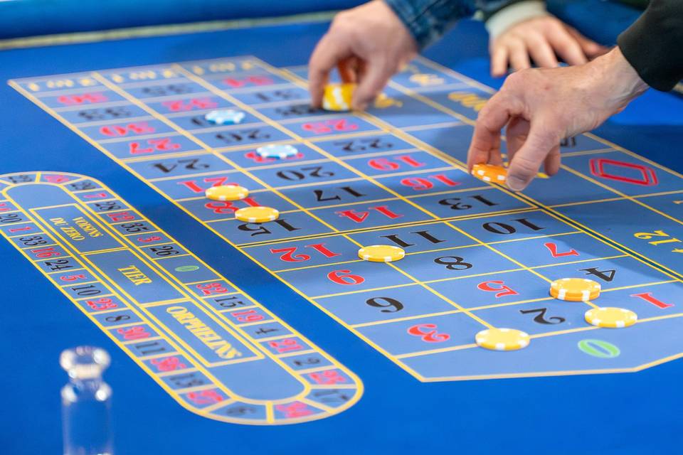 Roulette bets being placed