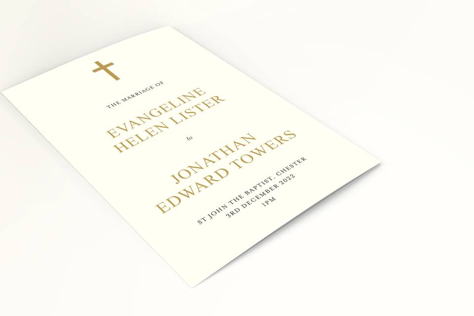 Order of service on cream card