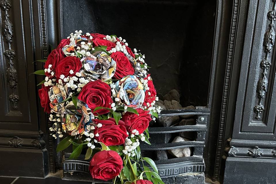 Marvel themed shower bouquet