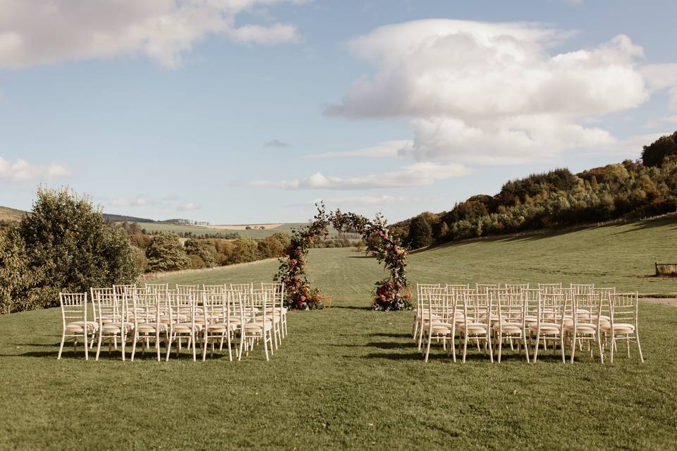 Outdoor wedding at Steading