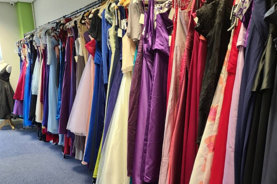 Rainbow of bridesmaid dresses