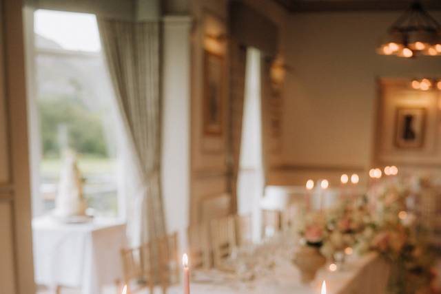 Dusty rose pink taper candles