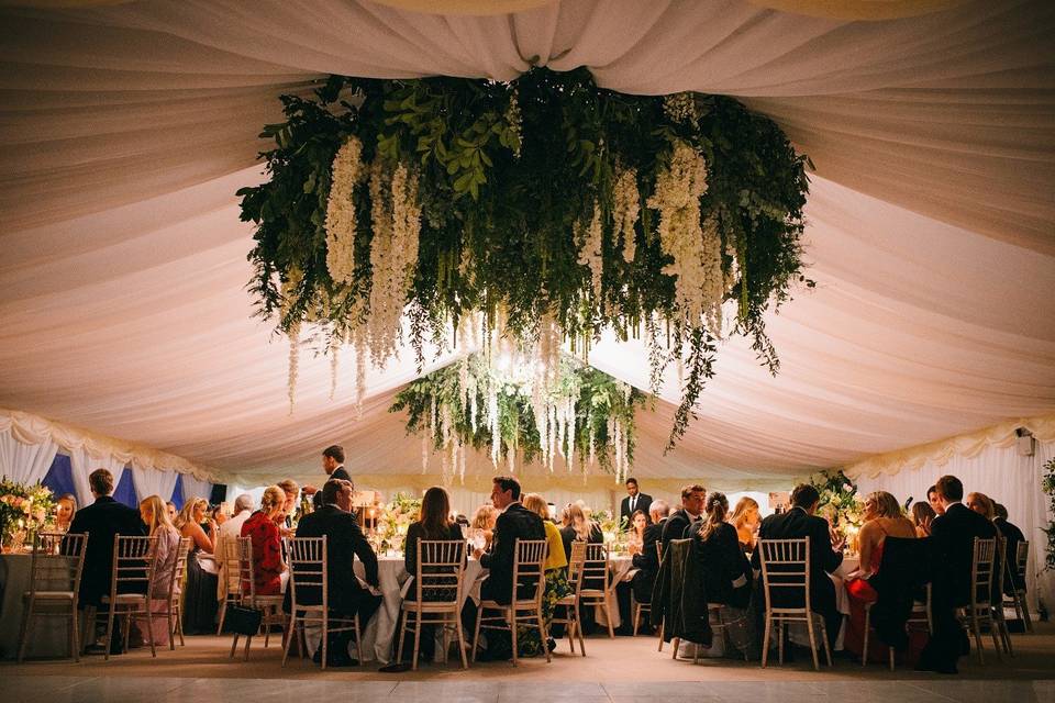 Marquee with hanging florals