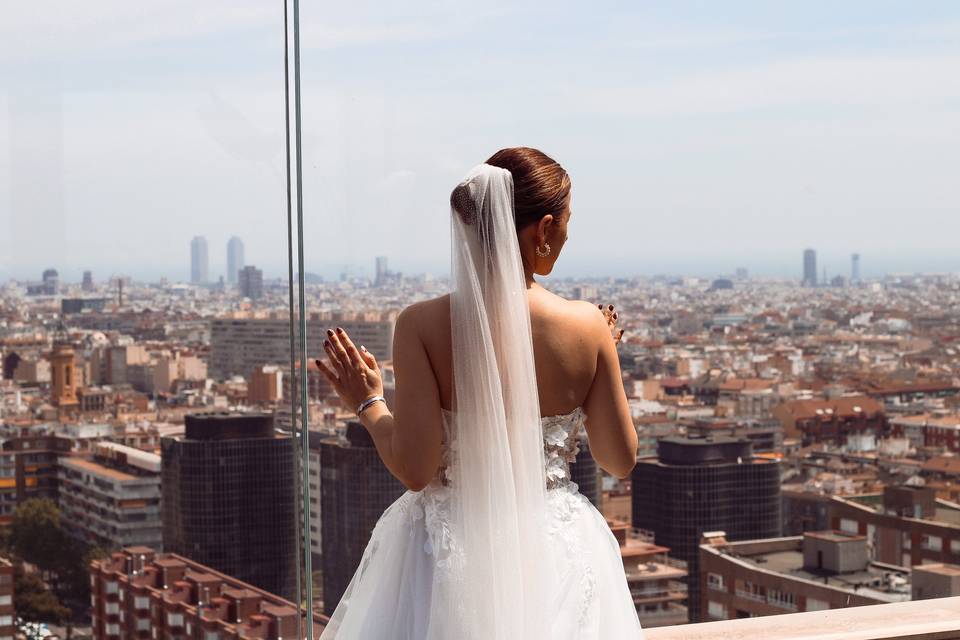 French crepe bridal gown