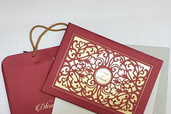 Maroon Laser Cut Invite