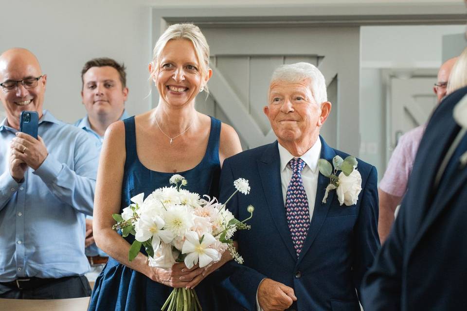 Bride walking down the aisle