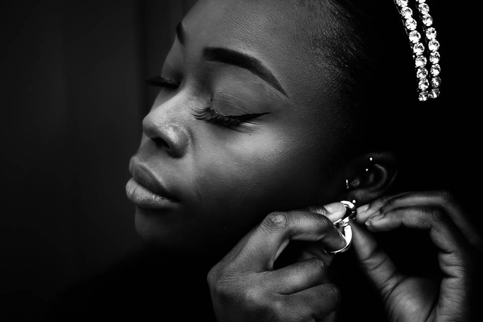 Bridesmaid getting ready.