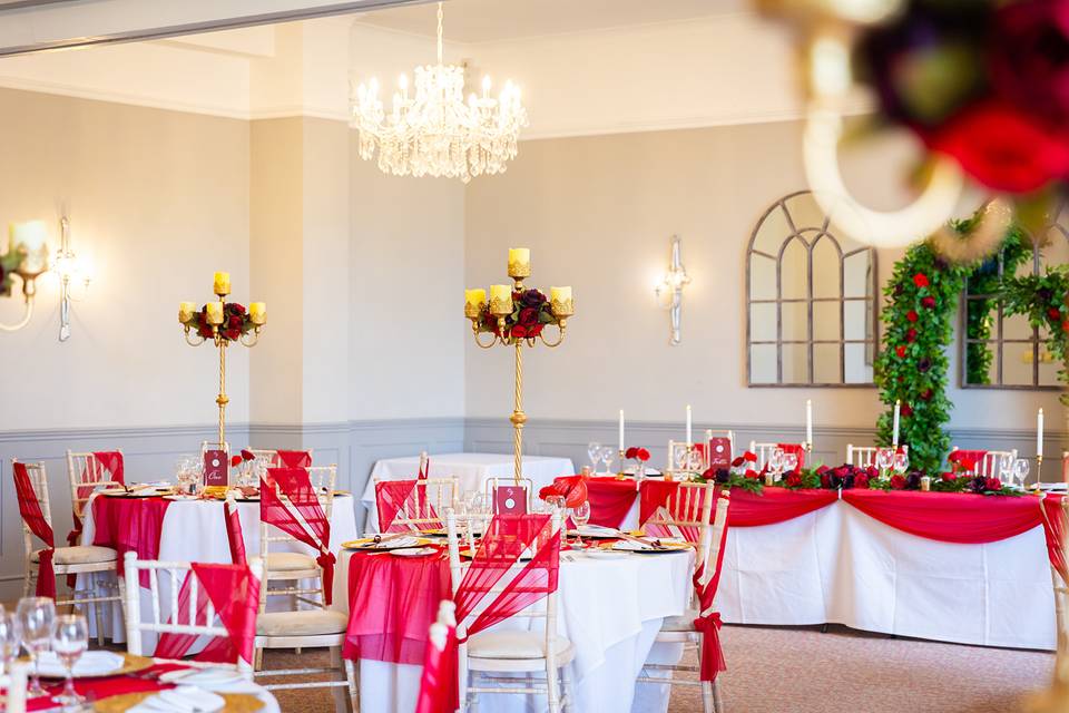 Venue decor in red