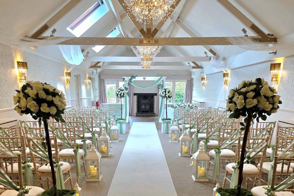 Aisle trees and decor