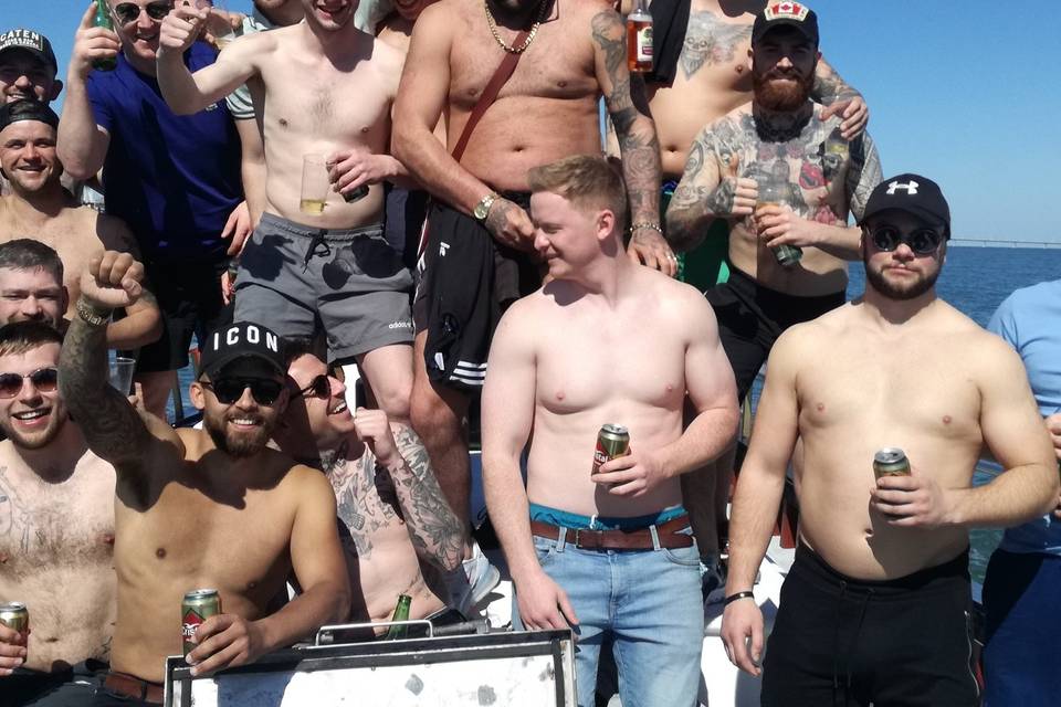 Stag group enjoying the sun
