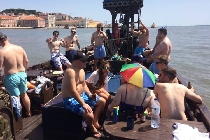 Stag group on a river cruise