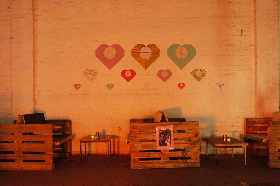 Giant origami heart backdrop