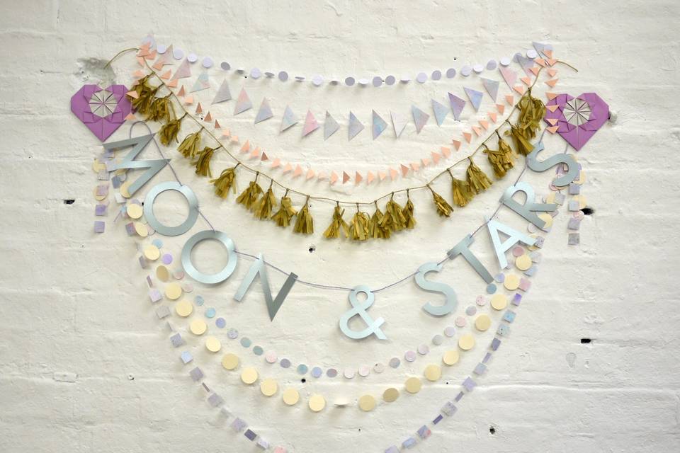 Garland and paper decor