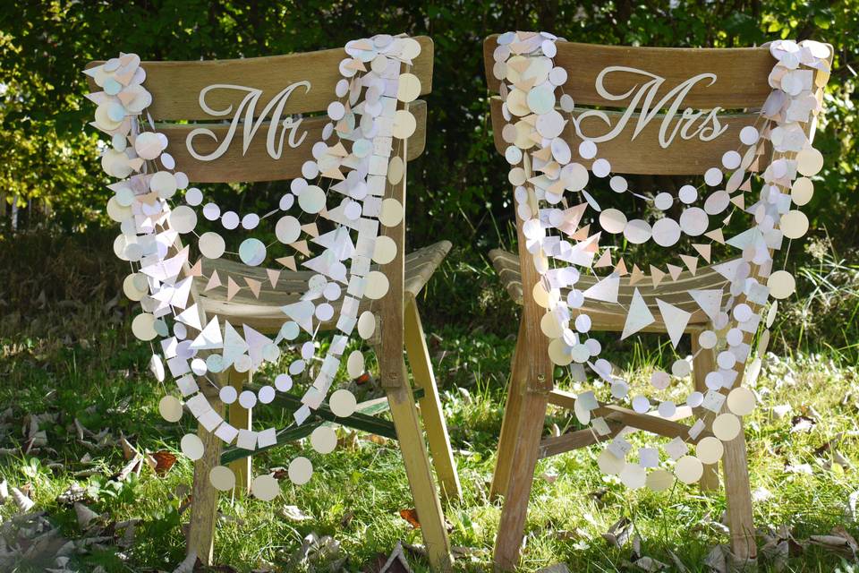 Custom garlands chair decor