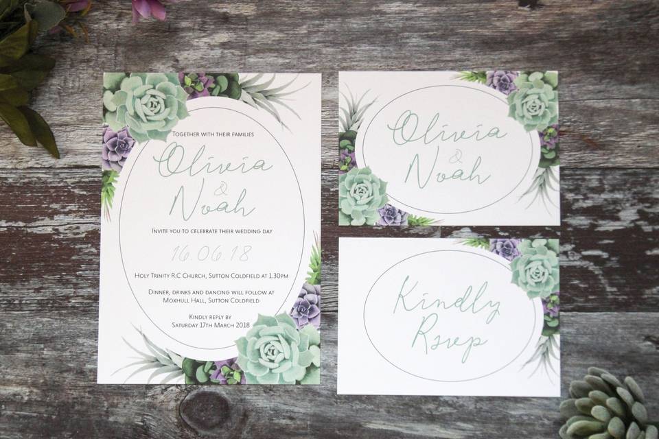 Succulent wedding invitations