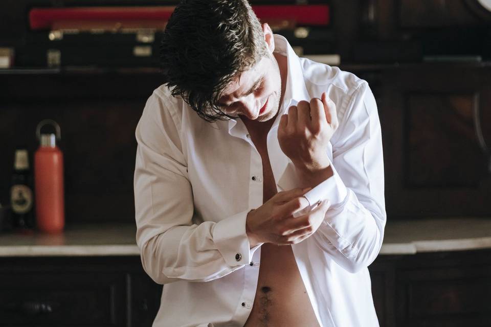 Groom getting ready