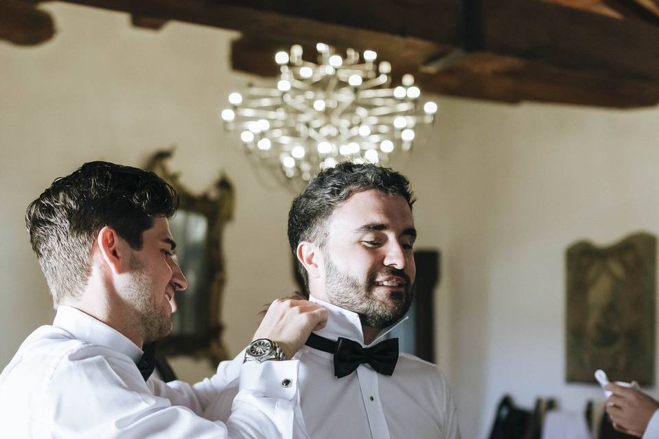Groom getting ready