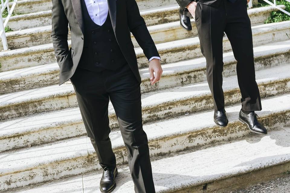 Groom getting ready
