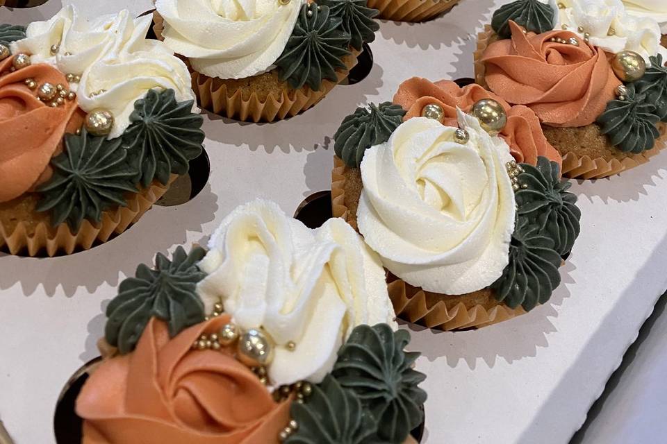 Olive green & burnt orange