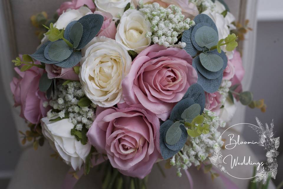 Rustic pink bridal bouquet