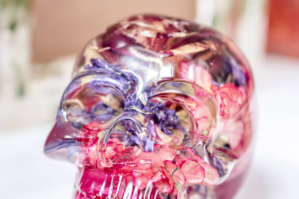 Floral preservation skull