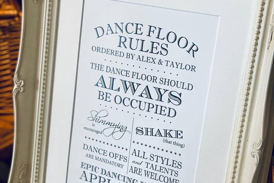 Dance Floor Rules