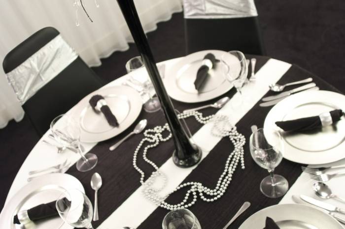 Silver and Black Table Decoration