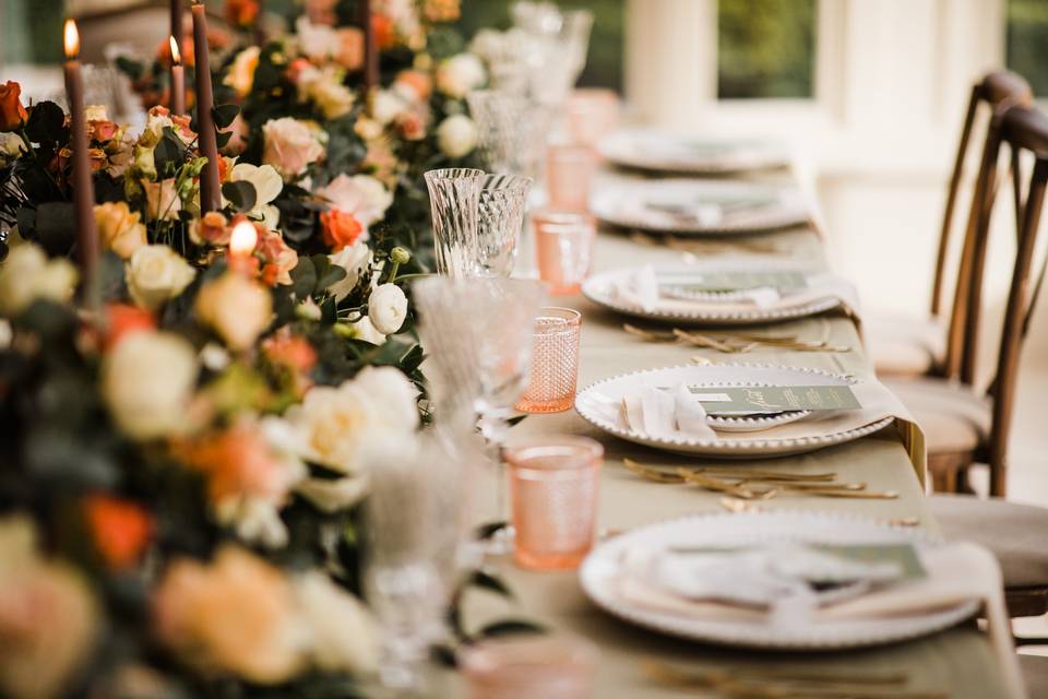 Olive and natural cream tablescape